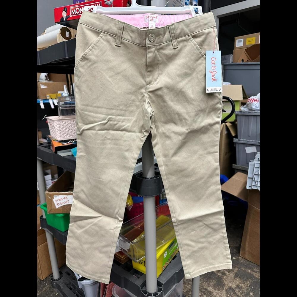 size 8 PLUS Girls' Slim‎ Straight Fit Uniform Chino Pants - Cat & Jack
